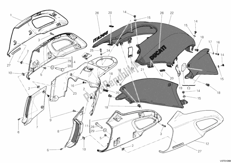 Todas as partes de Tampas Tanque do Ducati Diavel Carbon Brasil 1200 2012